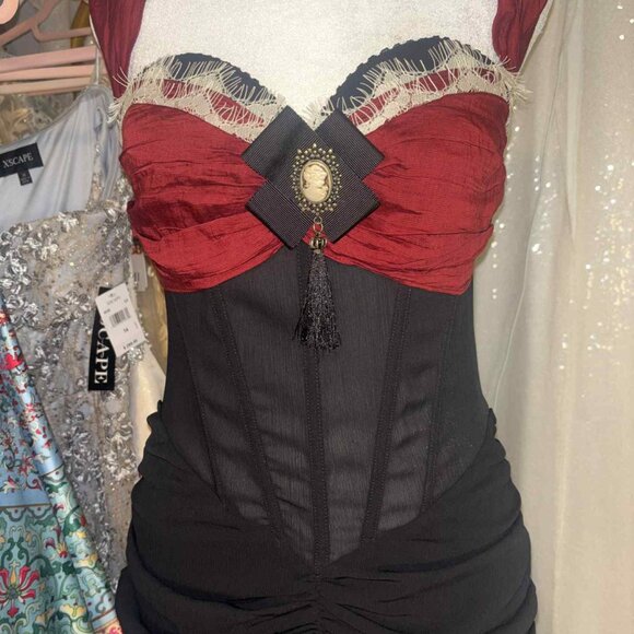NWT XL Lacemade Shaking the Wine Glass Corset Dress with Cameo - Picture 5 of 14